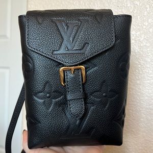 Black Leather Monogram Mini Backpack